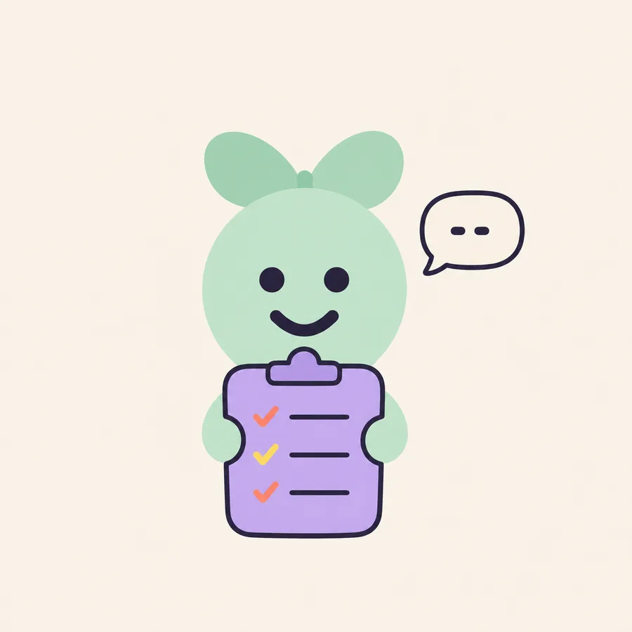 Illustration of the Sprout mascot holding a short intake checklist